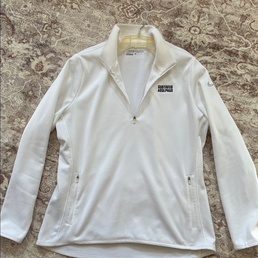 Nike White Quarter-Zip Utility Jacket with Gustavus Adolphus Logo